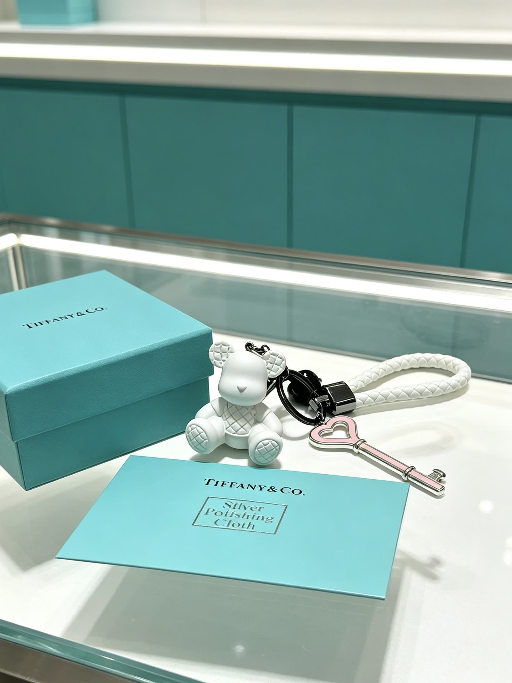 Tiffany & Co. Sterling Silver Bear Charm with Key and Rope
